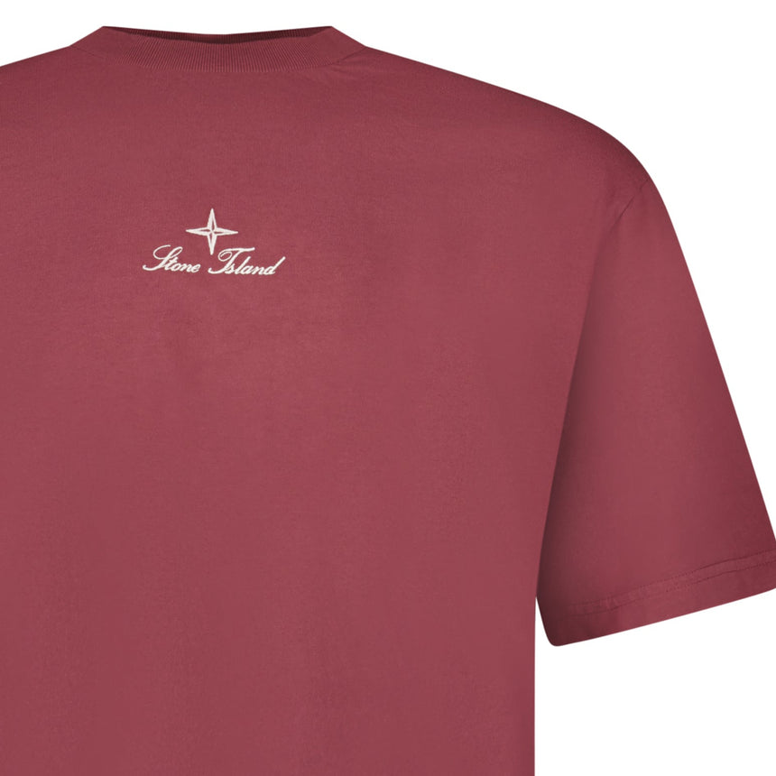 Stone Island Combed Organic Cotton Jersey T-Shirt in Burgundy