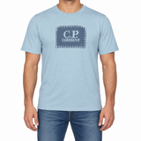 CP Company 30/1 Jersey Stitch Block Logo T-Shirt in Silver Blue