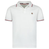 Moncler Tricolour-Trimmed Cotton Piqué Polo Shirt in White