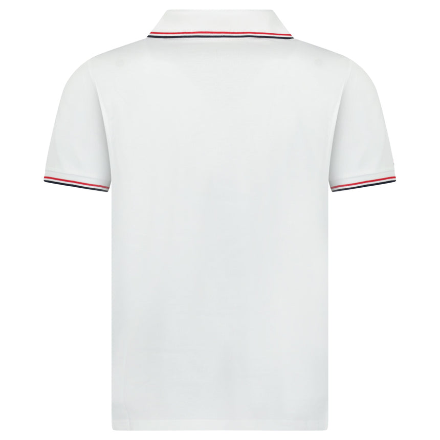 Moncler Tricolour-Trimmed Cotton Piqué Polo Shirt in White