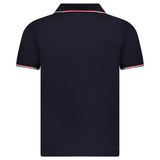 Moncler Tricolour-Trimmed Cotton Piqué Polo Shirt in Navy