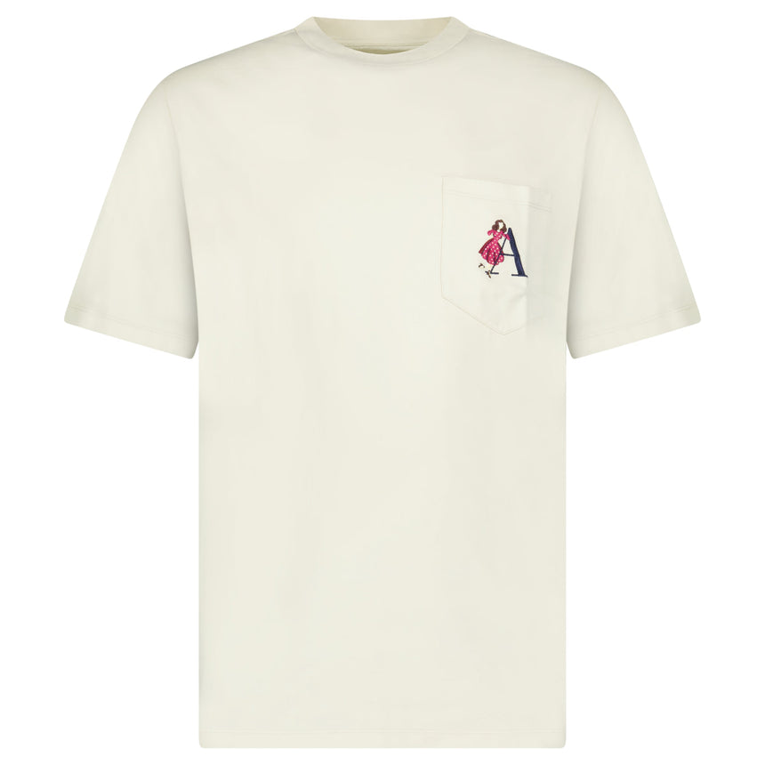 Aimé Leon Dore Embroidered ‘A’ Pocket T-Shirt in Silver Birch Grey
