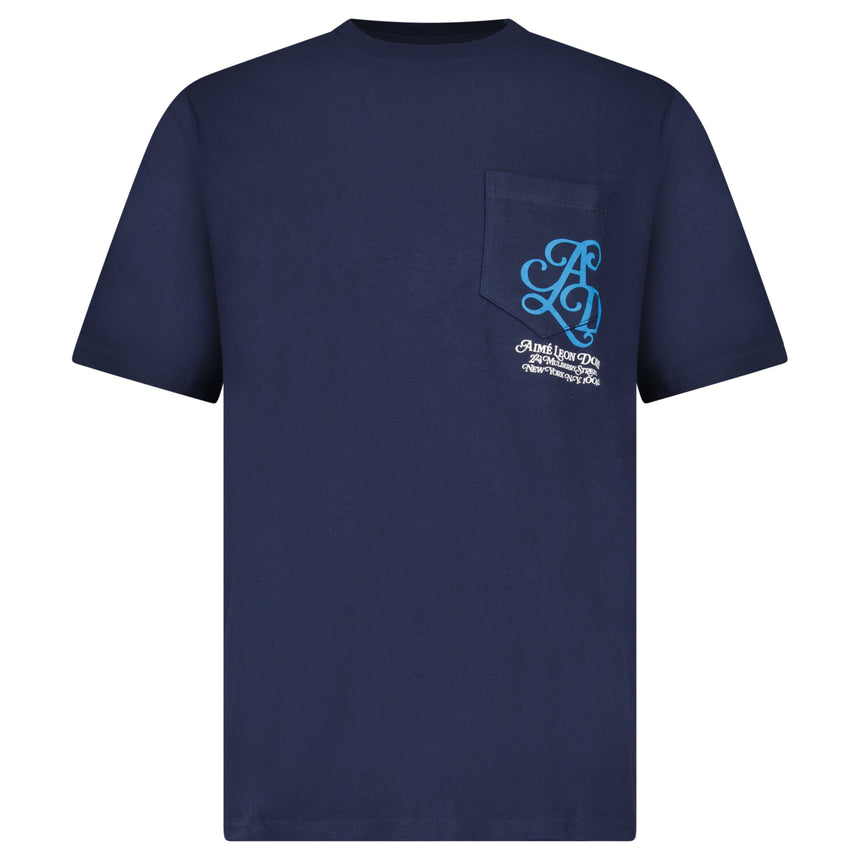 Aimé Leon Dore Monogram Pocket T-Shirt in Navy Blue