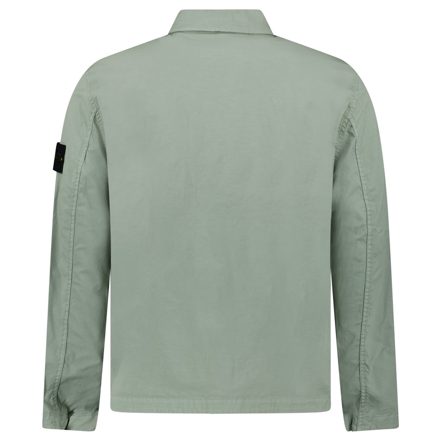 Stone Island Stretch Organic Cotton Twill Overshirt in Sage Green
