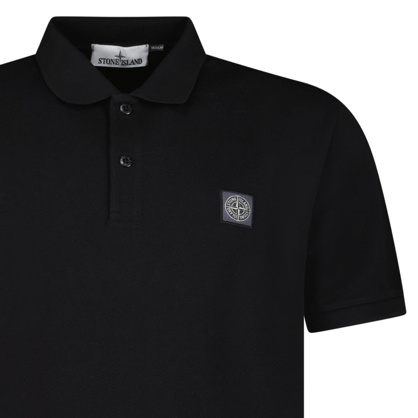 Stone Island Compass Badge Polo T-Shirt Regular Fit Black