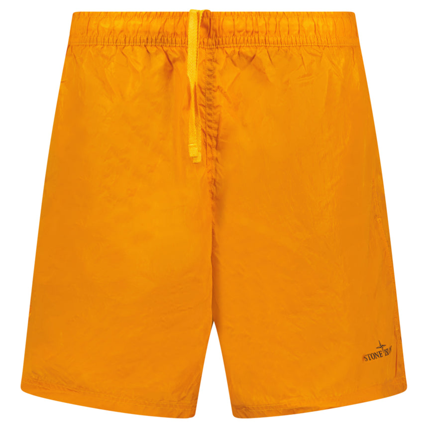 Stone Island Water Reactive Faded Camo Nylon Swim Shorts in Orange