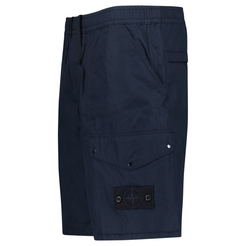 Stone Island All-Weather Cotton Canvas Ghost Cargo Shorts in Navy