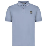 Stone Island Stripe Collar Polo T-Shirt Slim Fit Military Avio Blue