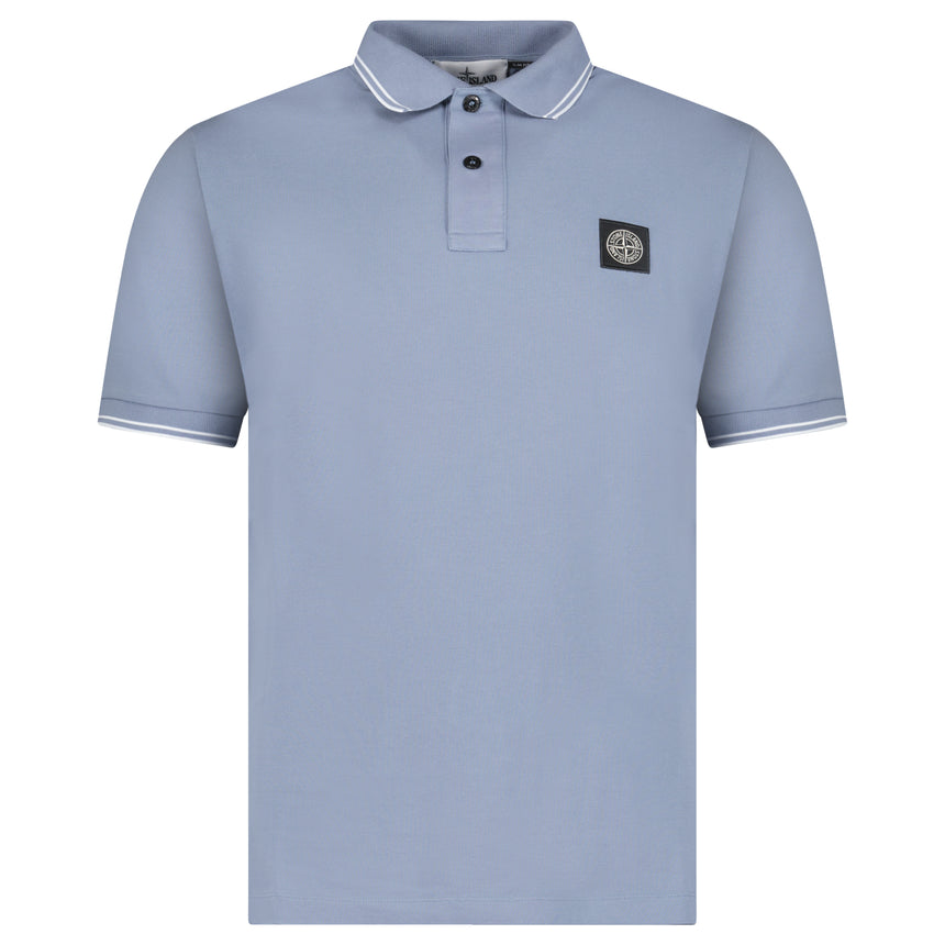 Stone Island Stripe Collar Polo T-Shirt Slim Fit Military Avio Blue