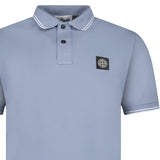 Stone Island Stripe Collar Polo T-Shirt Slim Fit Military Avio Blue