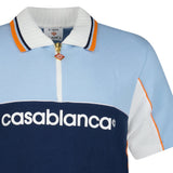 Casablanca Oversized Colour Block Polo Shirt in Pale Blue, White and Navy