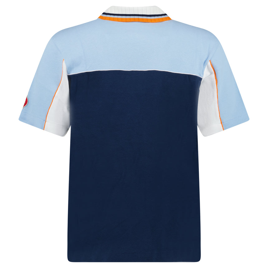 Casablanca Oversized Colour Block Polo Shirt in Pale Blue, White and Navy