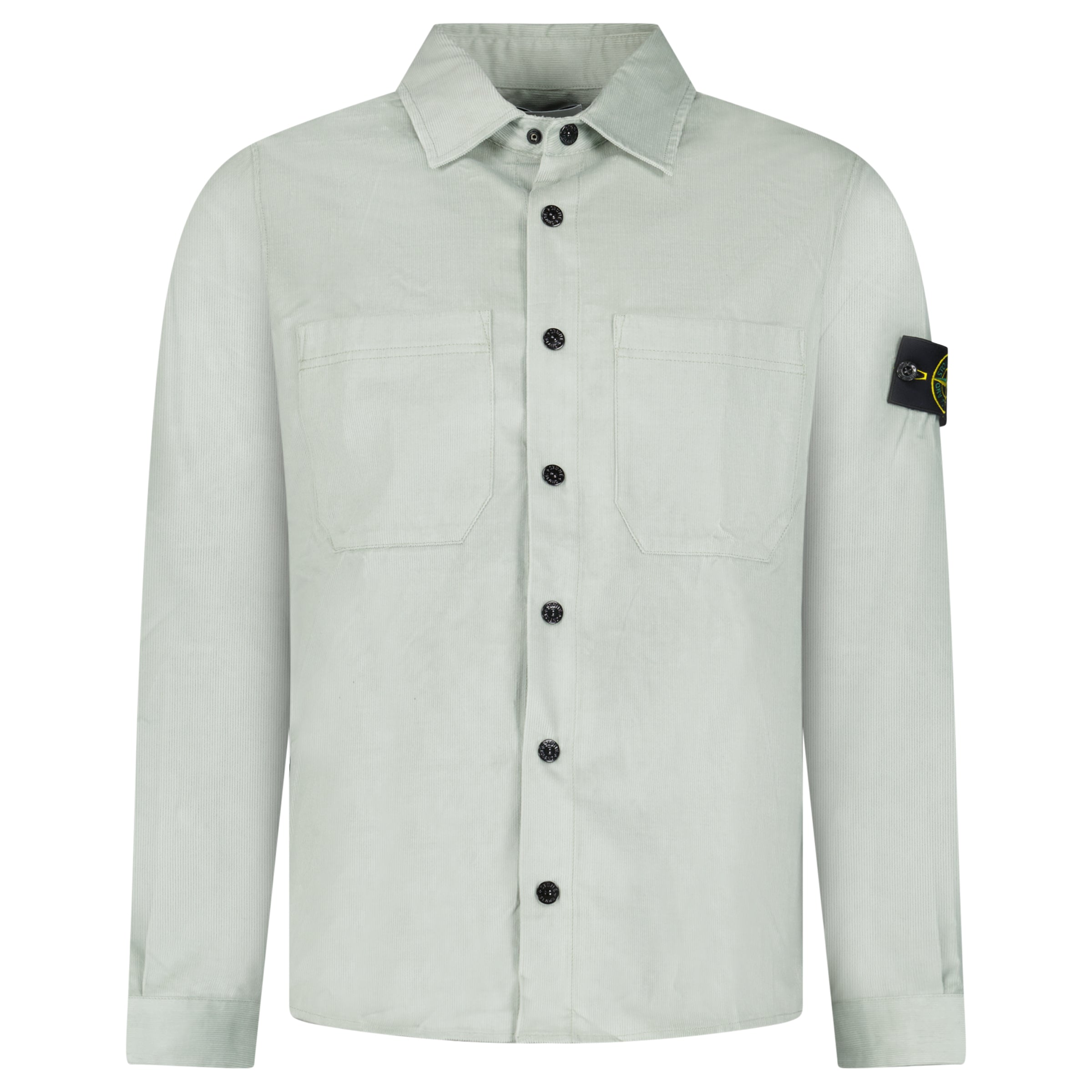 Color variation of Stone Island Cotton Micro-Corduroy Overshirt in Sage Green