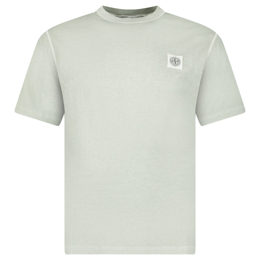 Stone Island Organic Cotton Jersey 'FISSATO' Effect T-Shirt in Sage Green