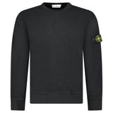 Stone Island Organic Cotton Waffle Fleece Crewneck Sweatshirt in Black