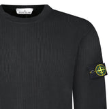 Stone Island Organic Cotton Waffle Fleece Crewneck Sweatshirt in Black