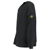 Stone Island Organic Cotton Waffle Fleece Crewneck Sweatshirt in Black