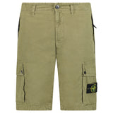 Stone Island Brushed Organic Cotton Canvas ‘OLD’ Effect Cargo Shorts in Military Green