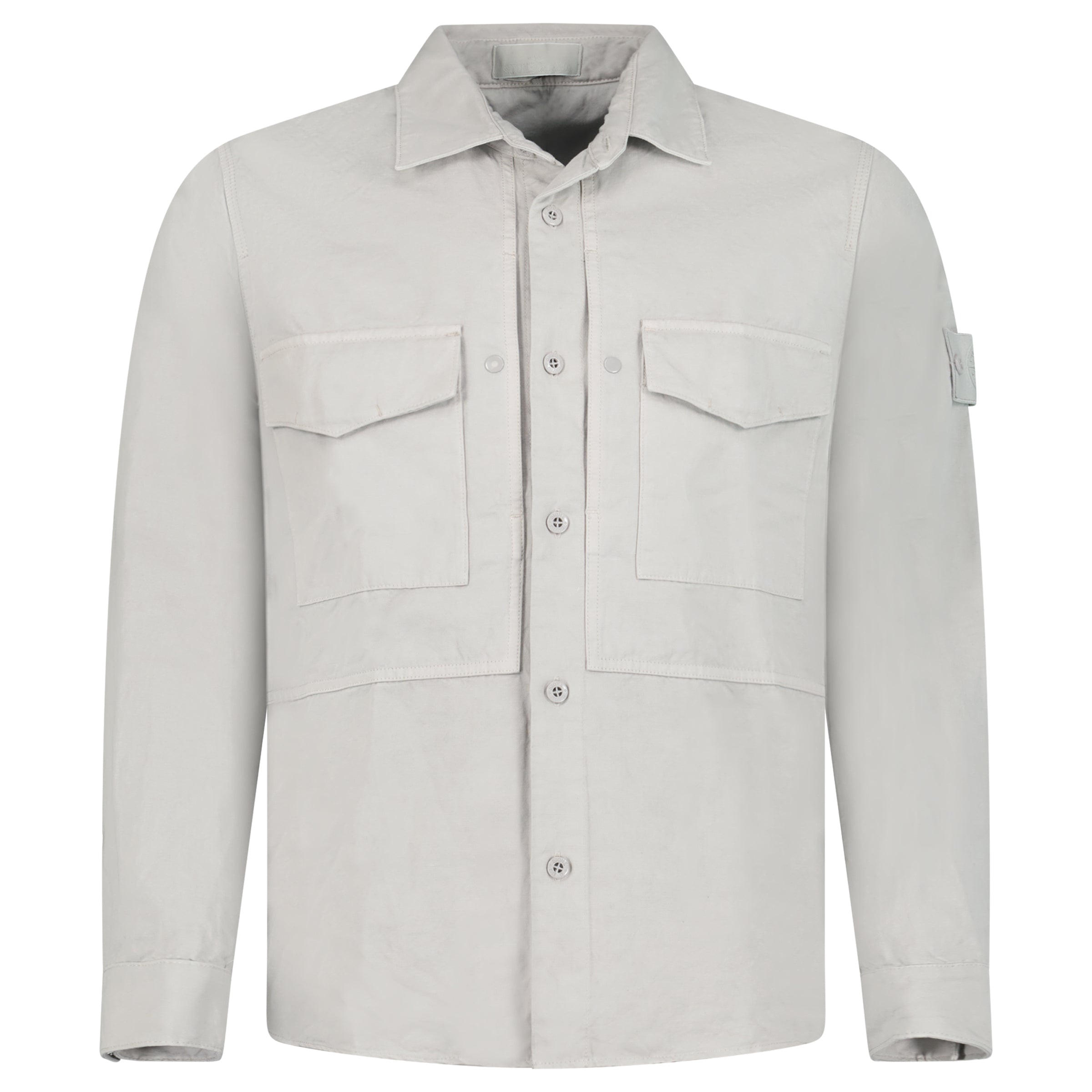 Color variation of Stone Island Ghost Cotton Linen Canvas Overshirt in Dust Grey
