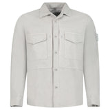 Stone Island Ghost Cotton Linen Canvas Overshirt in Dust Grey