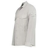 Stone Island Ghost Cotton Linen Canvas Overshirt in Dust Grey