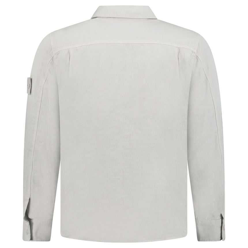 Stone Island Ghost Cotton Linen Canvas Overshirt in Dust Grey