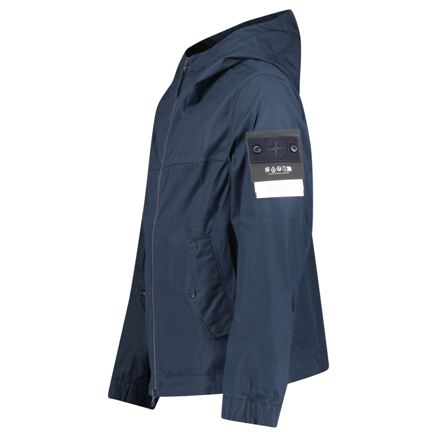 Stone Island All-Weather Cotton Canvas S.I. Ghost Hooded Jacket in Navy
