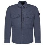 Stone Island Cotton Linen Canvas S.I. Ghost Overshirt in Navy