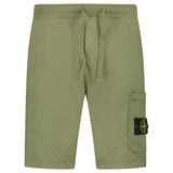 Stone Island Organic Cotton Fleece Jogger Shorts in Military Green