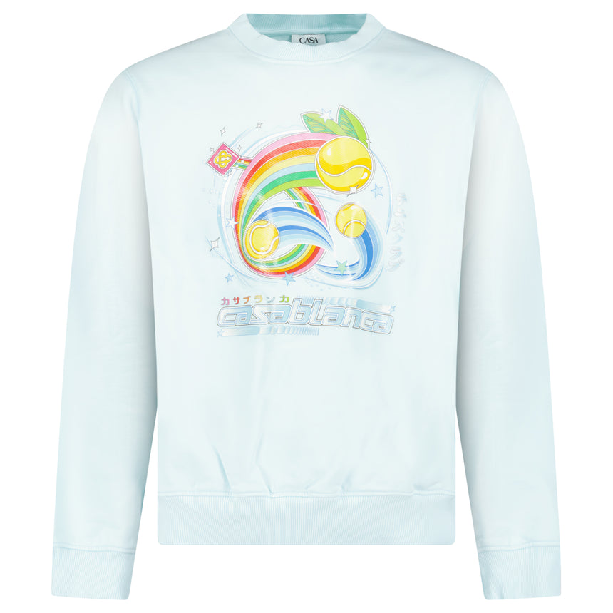Casablanca Manga Tennis Ball Sweatshirt in Light Blue