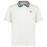 Casablanca Mint Stripe Knit Collar Classic Polo in Ivory