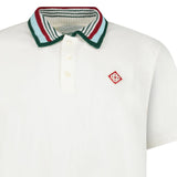 Casablanca Mint Stripe Knit Collar Classic Polo in Ivory