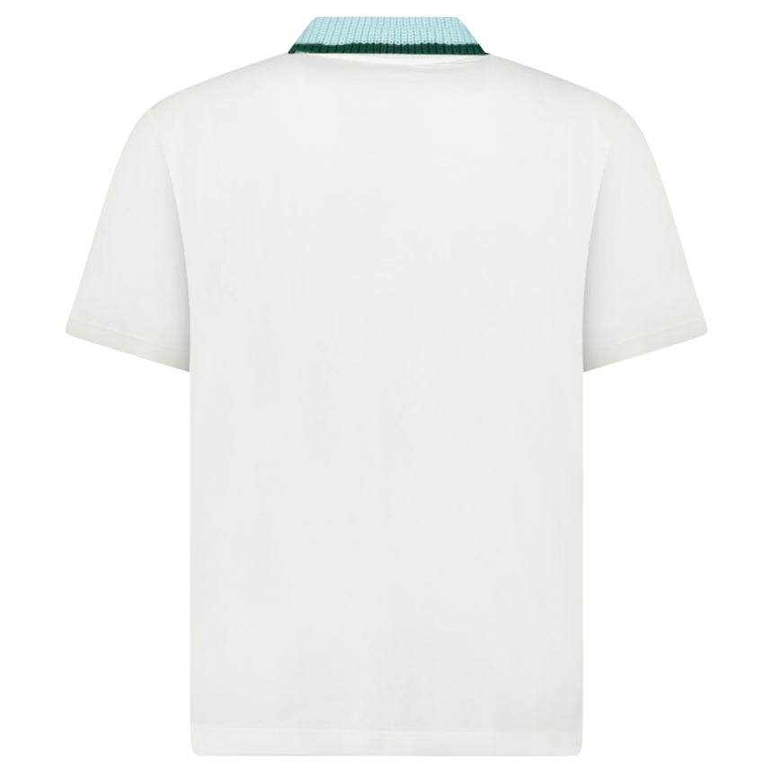 Casablanca Mint Stripe Knit Collar Classic Polo in Ivory