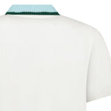 Casablanca Mint Stripe Knit Collar Classic Polo in Ivory