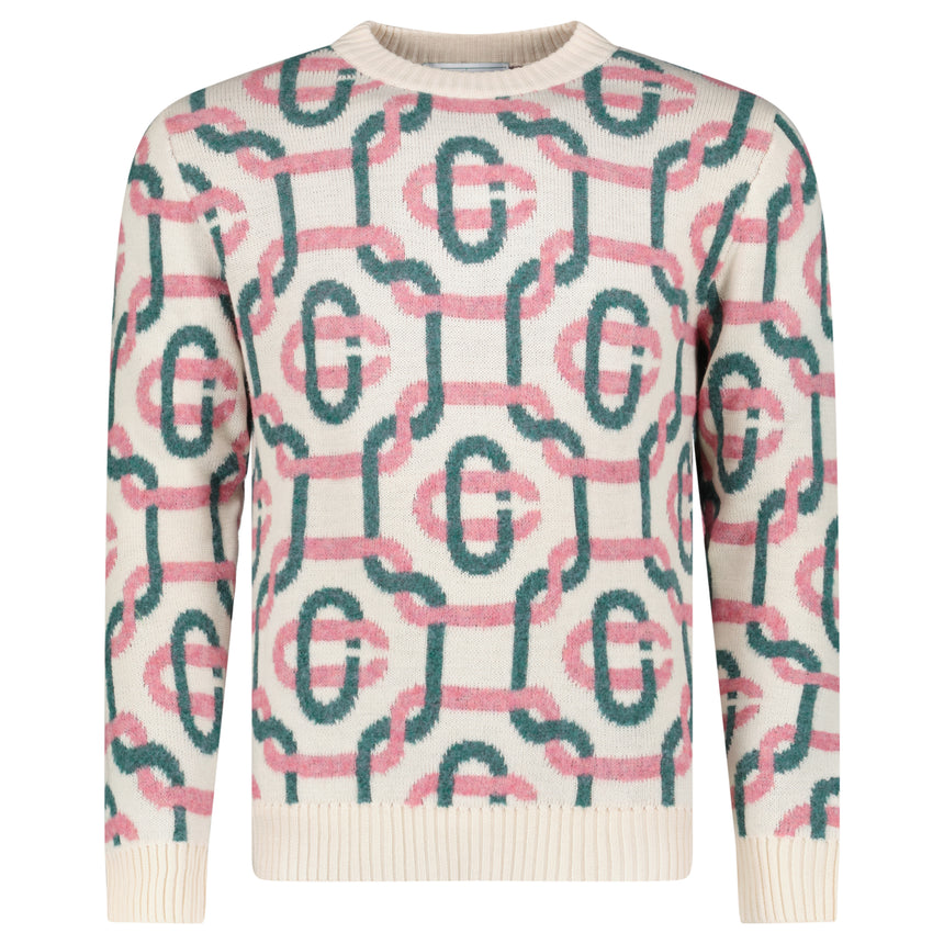 Casablanca Monogram Mohair Jumper in Green and Pink