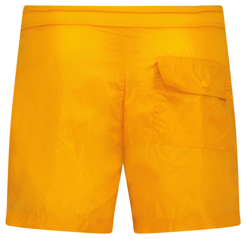 Moncler Black Logo Nylon Swim Shorts in Orange