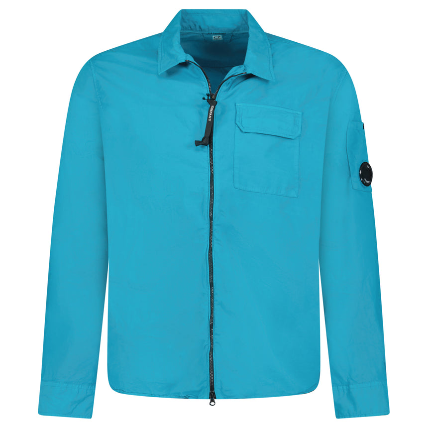CP Company Lens Zip-Up Overshirt in Ink Blue