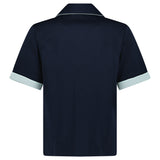 Casablanca Monogram Jacquard Knit Short Sleeve Shirt in Navy Blue