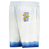 Casablanca Atlantis Oranges Drawstring Silk Shorts in White