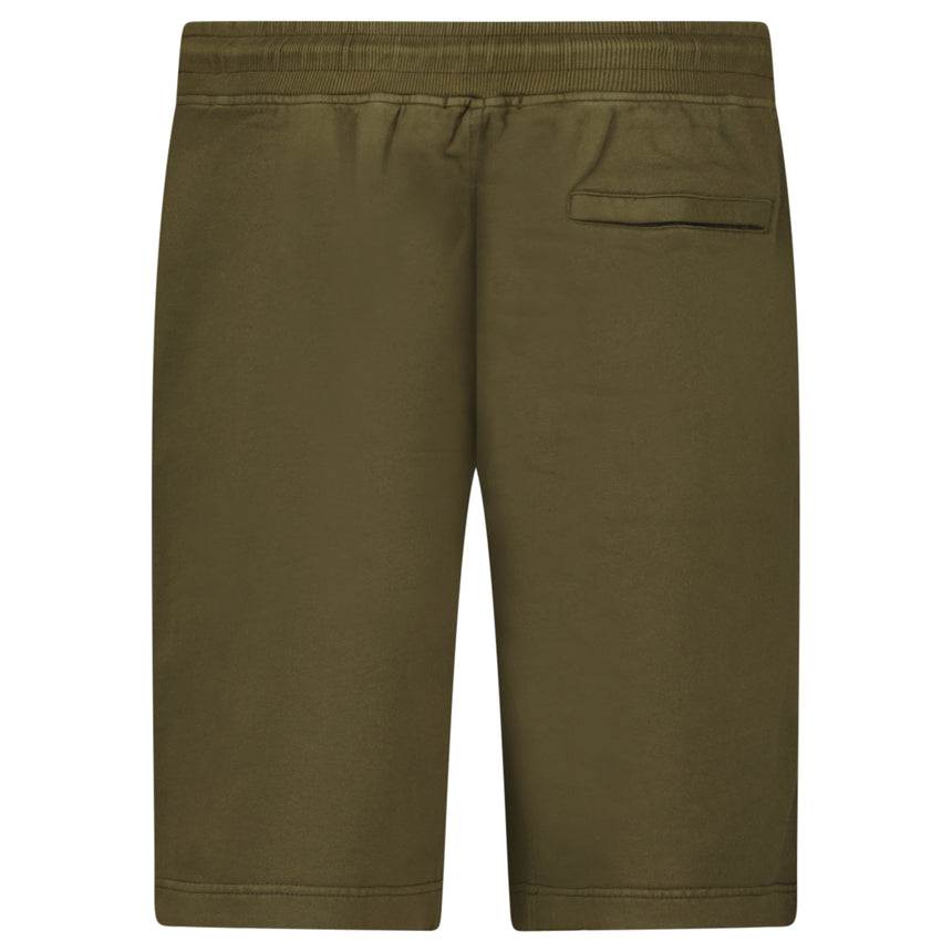 CP Company Cotton Diagonal Fleece Logo Bermudas in Ivy Green