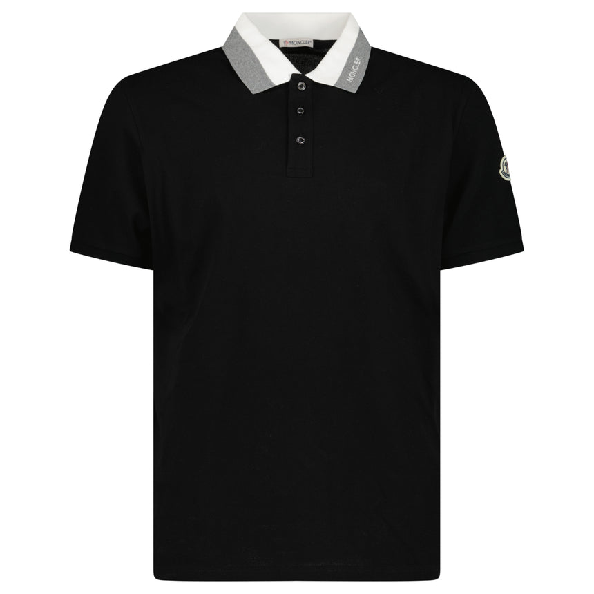 Moncler Logo Collar Polo Shirt in Black