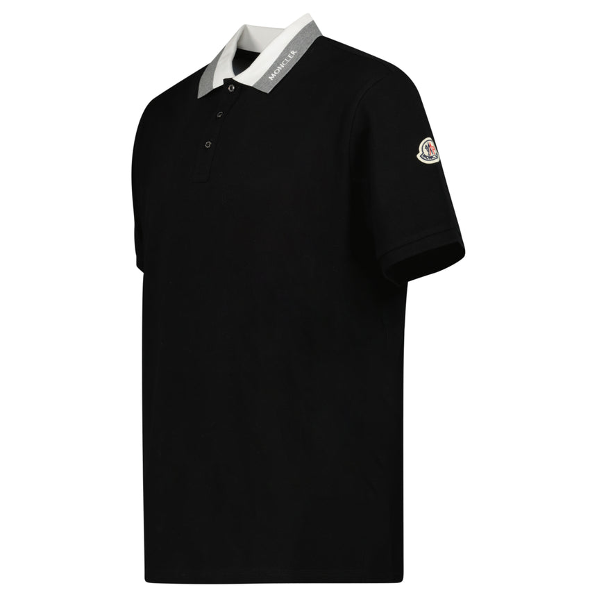 Moncler Logo Collar Polo Shirt in Black