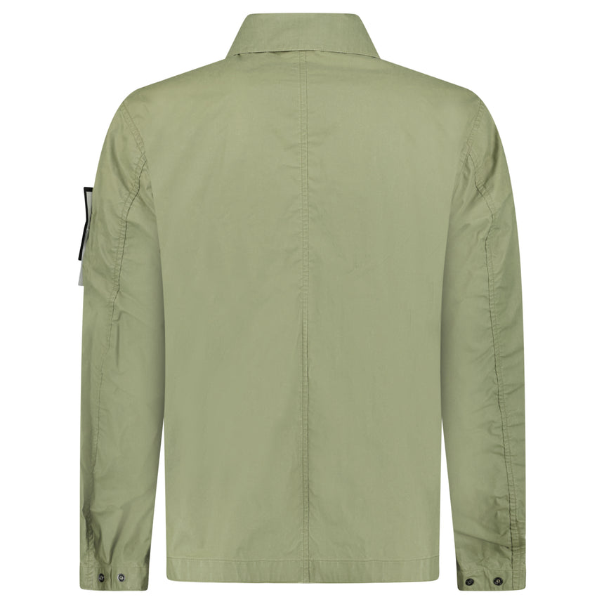 Stone Island Waxed Pigment Cotton Tela Jacket in Military Green