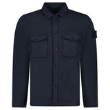 Stone Island Heavy Organic Cotton Fleece S.I. Ghost Collared Sweatshirt in Navy
