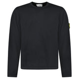 Stone Island Mesh Stitch Organic Cotton Fleece Crewneck Sweatshirt in Black