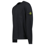 Stone Island Mesh Stitch Organic Cotton Fleece Crewneck Sweatshirt in Black