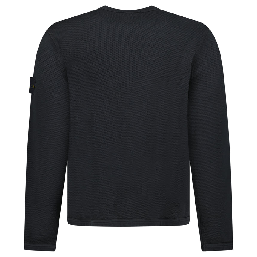 Stone Island Mesh Stitch Organic Cotton Fleece Crewneck Sweatshirt in Black