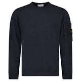 Stone Island Cotton Fleece Pocket Crewneck Sweatshirt in Navy
