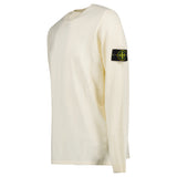 Stone Island Compass Badge Light Raw Hand Organic Cotton Jumper in Ivory