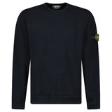 Stone Island Malfilé Fleece 'Old' Effect Crewneck Sweatshirt in Navy